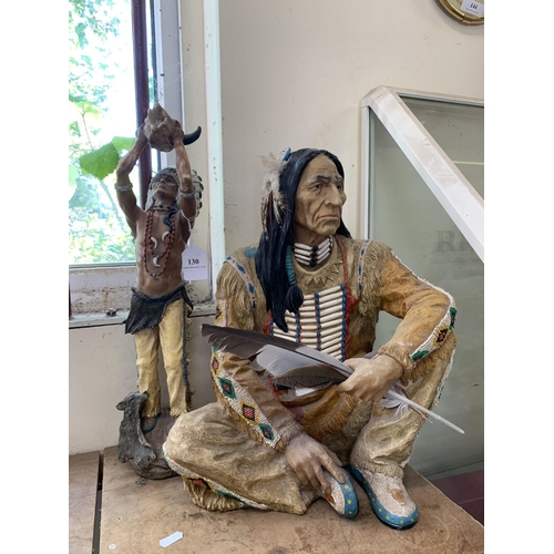 130 - Two figures of Native American warriors