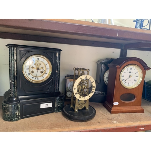 132 - Five assorted mantle and carriage clocks