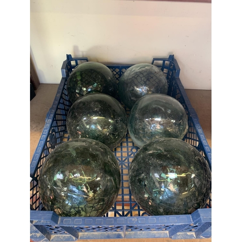 133 - Six vintage glass fishing floats