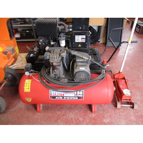 110 - A Sealey 150 litre capacity workshop compressor