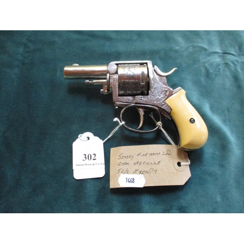 302 - A nickel plated Belgian Bulldog revolver circa 1875 (no firearms licence required)