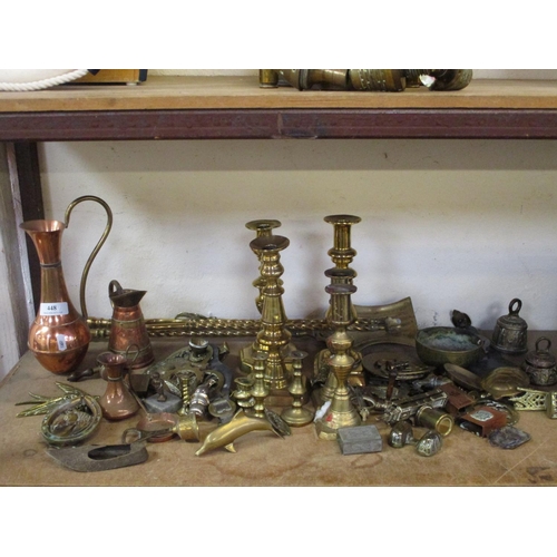 448 - Assorted brass and copper ware