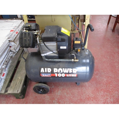 108 - A Sealey V-twin 100 litre capacity workshop compressor