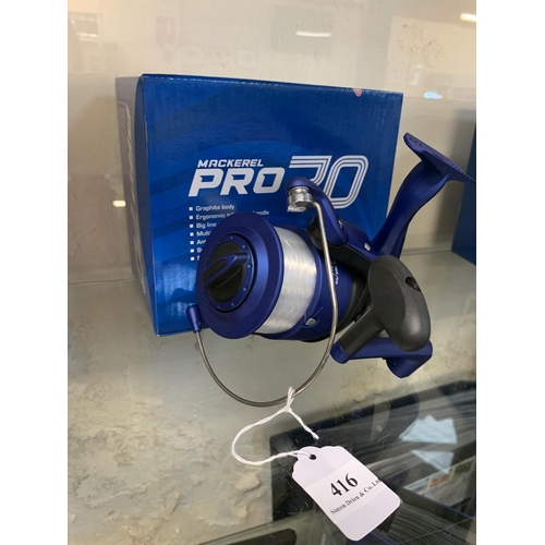 A Mackerel Pro 70 fixed spool fishing reel loaded with line new and boxed