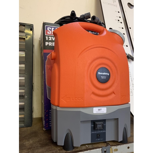 107 - A Sealey 12 volt rechargeable pressure washer - unused
