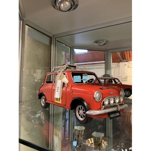 160 - A tin plate model of a Mini rally car
