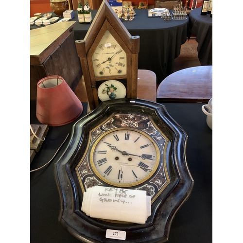 272 - A nineteenth century American mantle clock the face inscribed A. Quenouillere, Jersey together with ... 