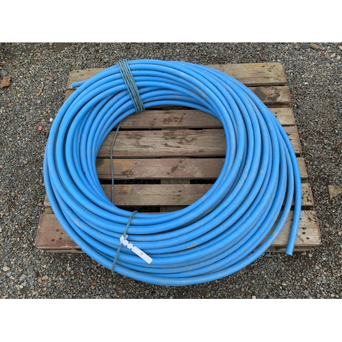 35 - A coil of blue plastic water pipe