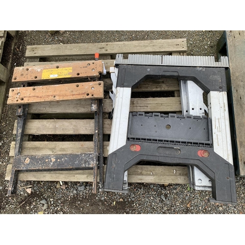 74 - A Black & Decker Workmate together with three folding trestles