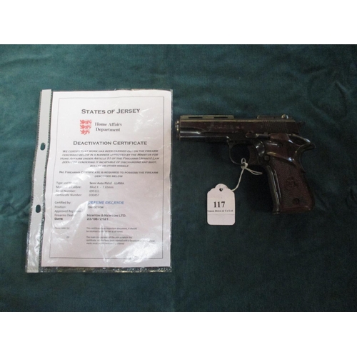 117 - A Llama 7.65mm semi automatic pistol - deactivated with certification