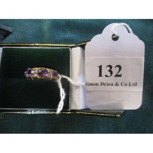 132 - A 9 carat gold ring set with amethyst (size K)