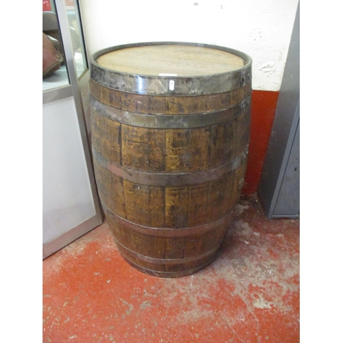 155 - A vintage metal bound oak cask
