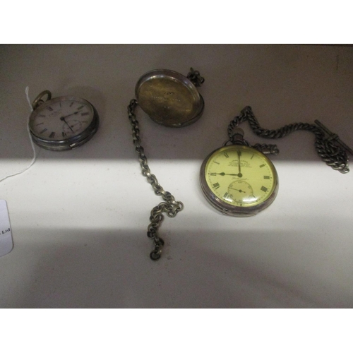 172 - Two vintage fob watches, one with Albert chain, together with a military pocket compass and chain wi... 