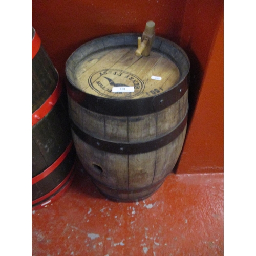 201 - A vintage metal bound oak sherry cask complete with tap
