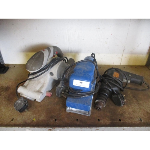78 - An electric planer, sander and a power drill