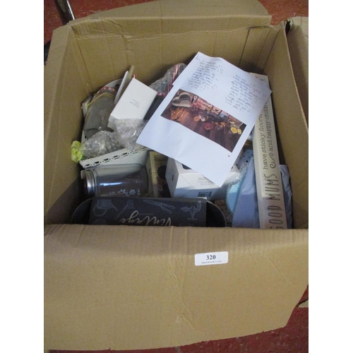 320 - A box containing a variety of new gifts and retail items