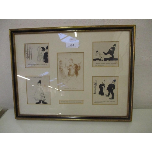 364 - Edmund Blampied - a frame containing five humorous illustrations