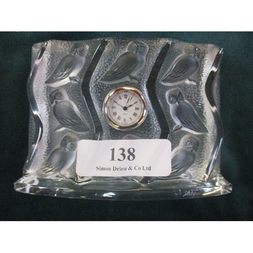 138 - A Lalique crystal Hulotte owl clock