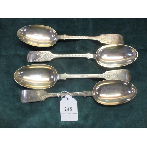 245 - Four bright cut silver serving spoons (342 gms)