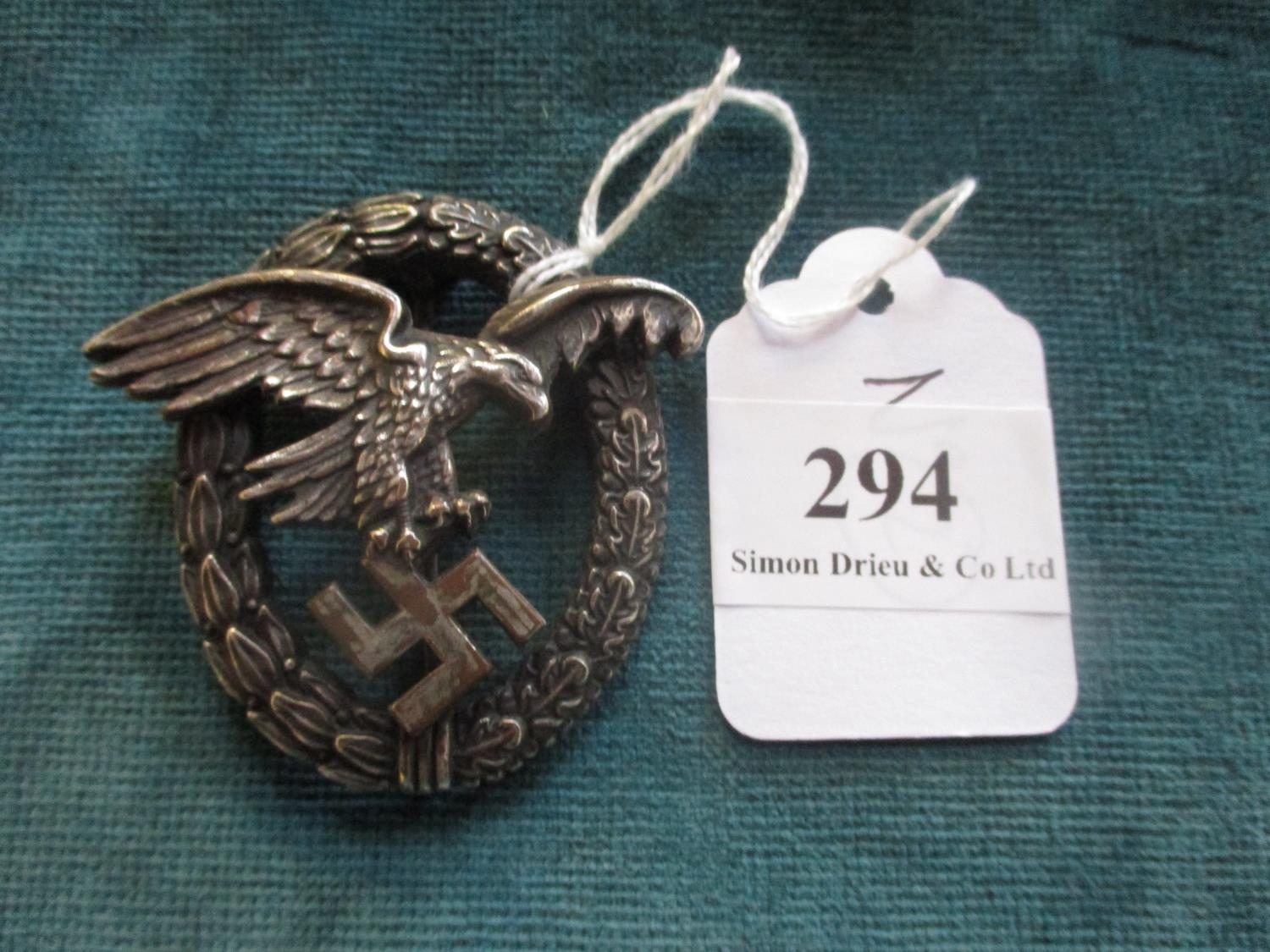 A German World War Ii Luftwaffe Observer Badge Maker Marked 8966