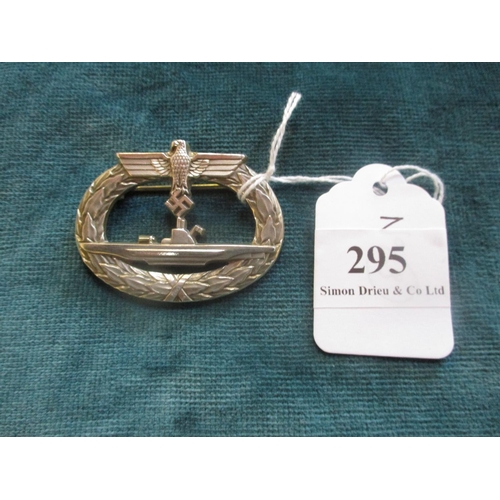 295 - A silver German World War II Submarine badge