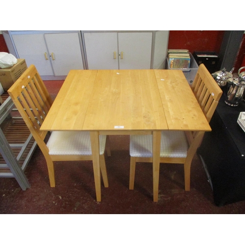 261 - A contemporary drop leaf kitchen table together with two matching chairs