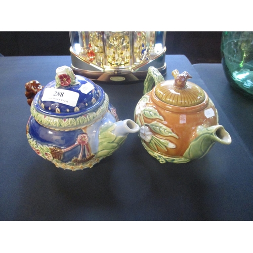 288 - Two majolica teapots