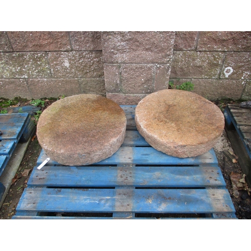 27 - A pair of well cut Mont Mado granite mushroom tops