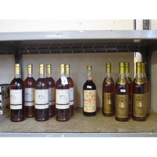 83 - Six bottles of 2001 Mon Bazillac together with five bottles of Burg Kapell and a bottle of Pimms No.... 