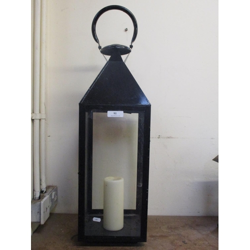 91 - A part glazed candle lantern of large proportion