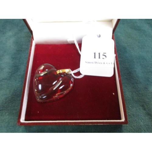 115 - A Baccarat heart shaped red glass pendant