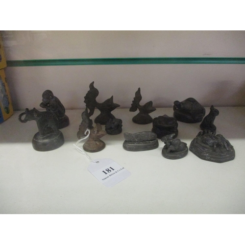 181 - A selection of bronze and other models of animals and fish