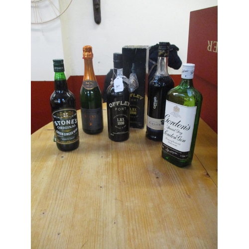 207 - A presentation bottle of Offley Vintage Port, a bottle of Gordon's Gin together with three other bot... 