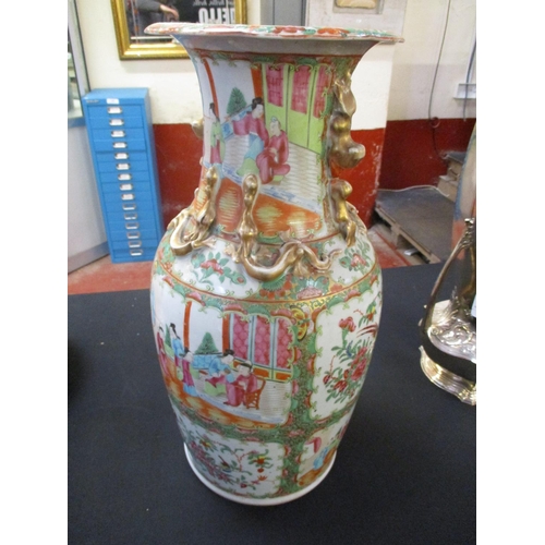 245 - A late nineteenth century Famille Rose vase the various panels decorated with figural and bird decor... 