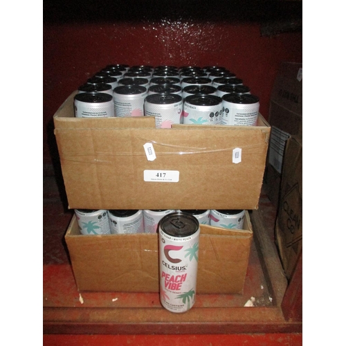 417 - Two cases of Celsius Energy Peach Ribe White Peach drink