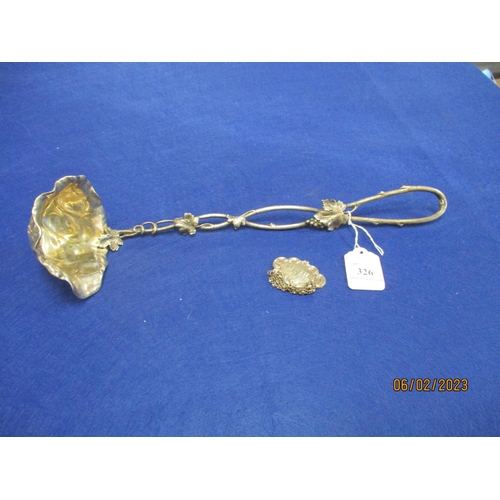 326 - A WMF Art Nouveau silver plated punch ladle with vine decoration together with a silver Scotch whisk... 