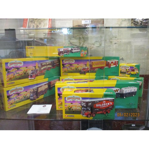 327 - A 1996 Corgi Showmans range of diecast model vehicles in original boxes with certification - twelve ... 