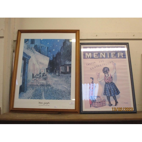 377 - Van Gogh Cafe Terrace at Night a framed print together with a framed picture entitled Chocolat Menie... 