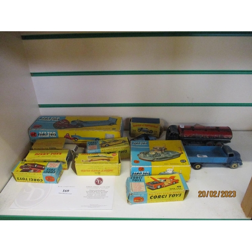 169 - A collection of mid century Corgi diecast model vehicles, hovercraft and boat many with original box... 