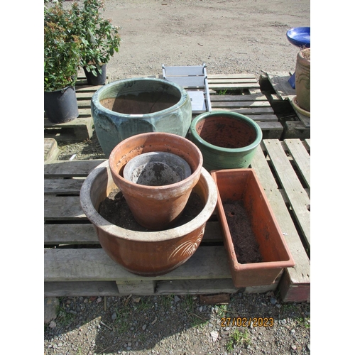 74 - Three large salt glazed stone ware planters together with various others