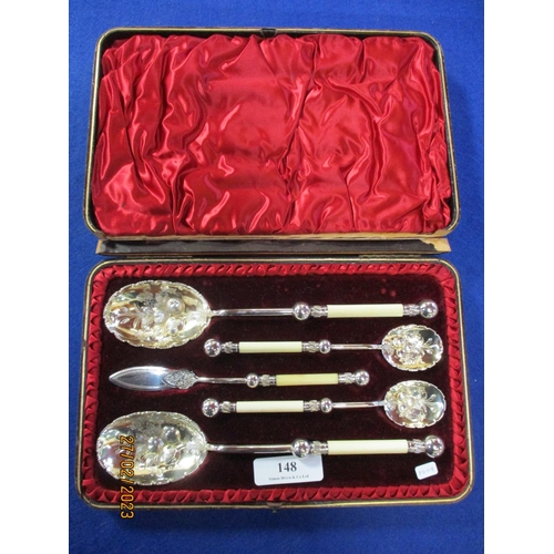 148 - A good quality boxed fruit serving set by Messrs. Wigfall & Co.