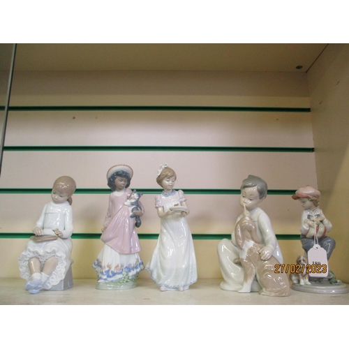 180 - Five Lladro models of children together with a similar Nao model