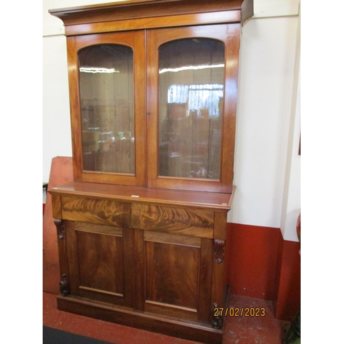 206 - A nineteenth century half glazed mahogany Jersey bookcase