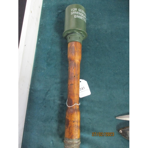 243 - A German stick grenade