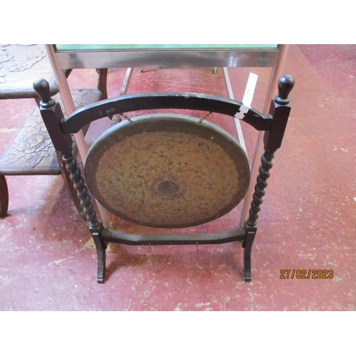 271 - A vintage oak framed dinner gong