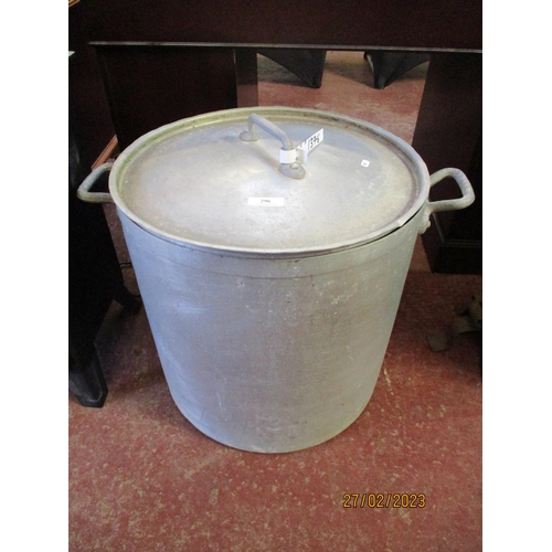 296 - An aluminium lidded cooking pot of large proportion