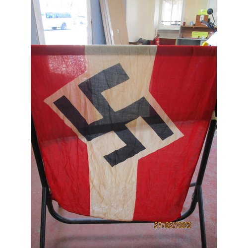 300 - A large Hitler Youth flag with markings to lanyard complete with pole, rope and toggle