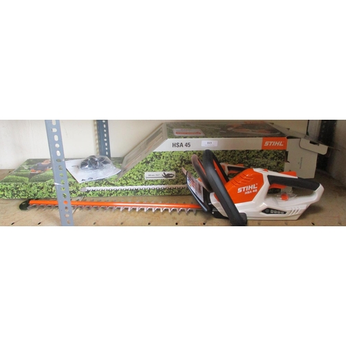 113 - A Stihl HSA45 cordless hedge trimmer (new and boxed)