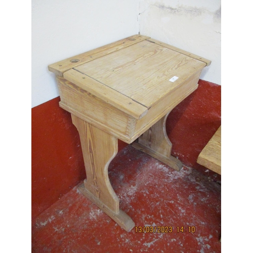 207 - A vintage pitch pine school desk