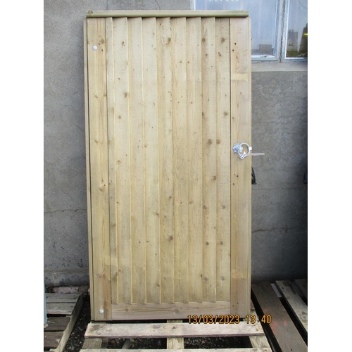 52 - A tanalised lapwood garden gate complete with galvanised furniture - new (177cm x 95cm approximately... 